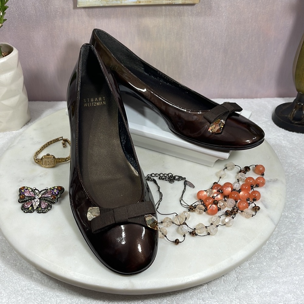STUART WEITZMAN  Brown Patent Leather Flats - NWOT